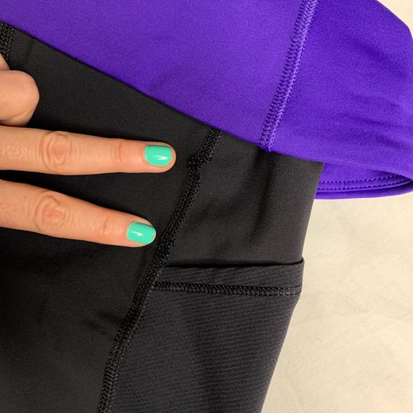 Lululemon Run Crop Size 4 Royal Purple/Black D15 - Picture 5 of 8